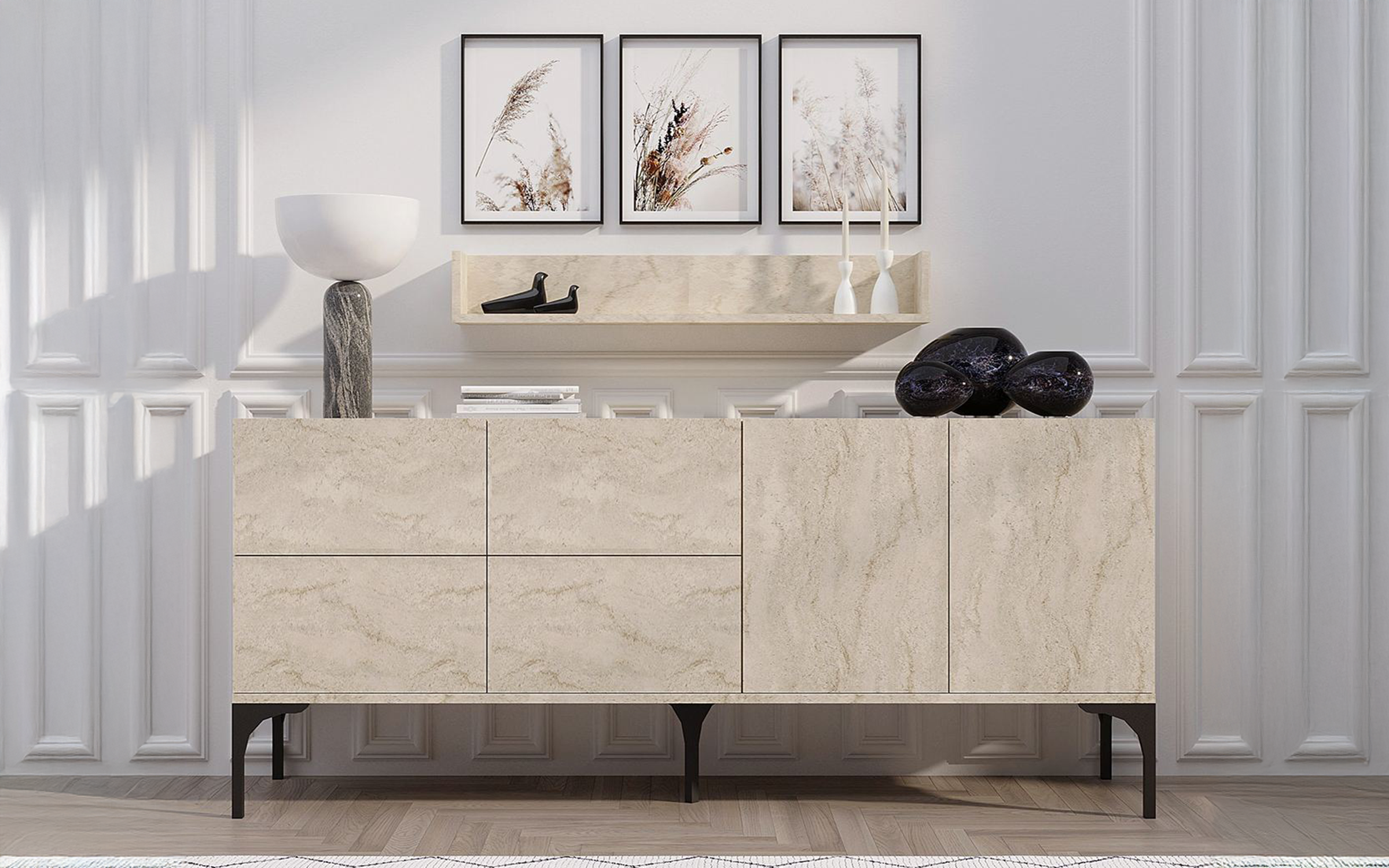 Comoda + etajera Stela, decor travertin  3